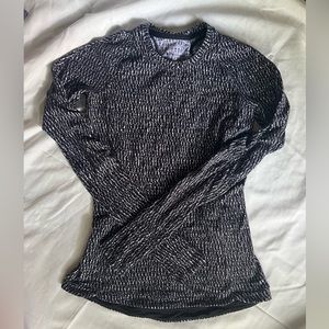 Lululemon Runderful Long Sleeve Running Shirt Knotted Jacquard Black White 4 EUC